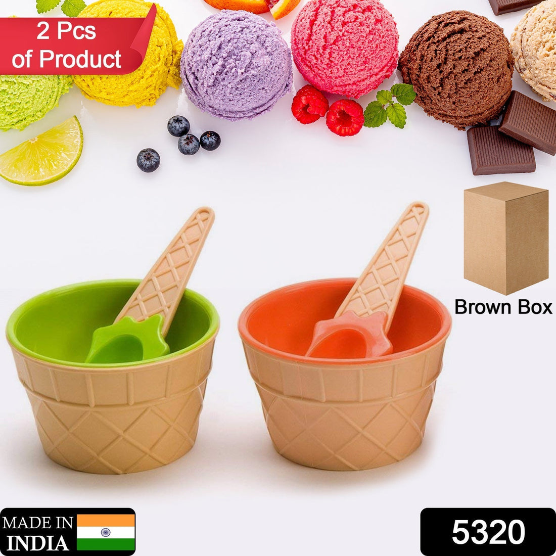 Ice Cream Waffle Bowl Set with Spoon – 2 Units