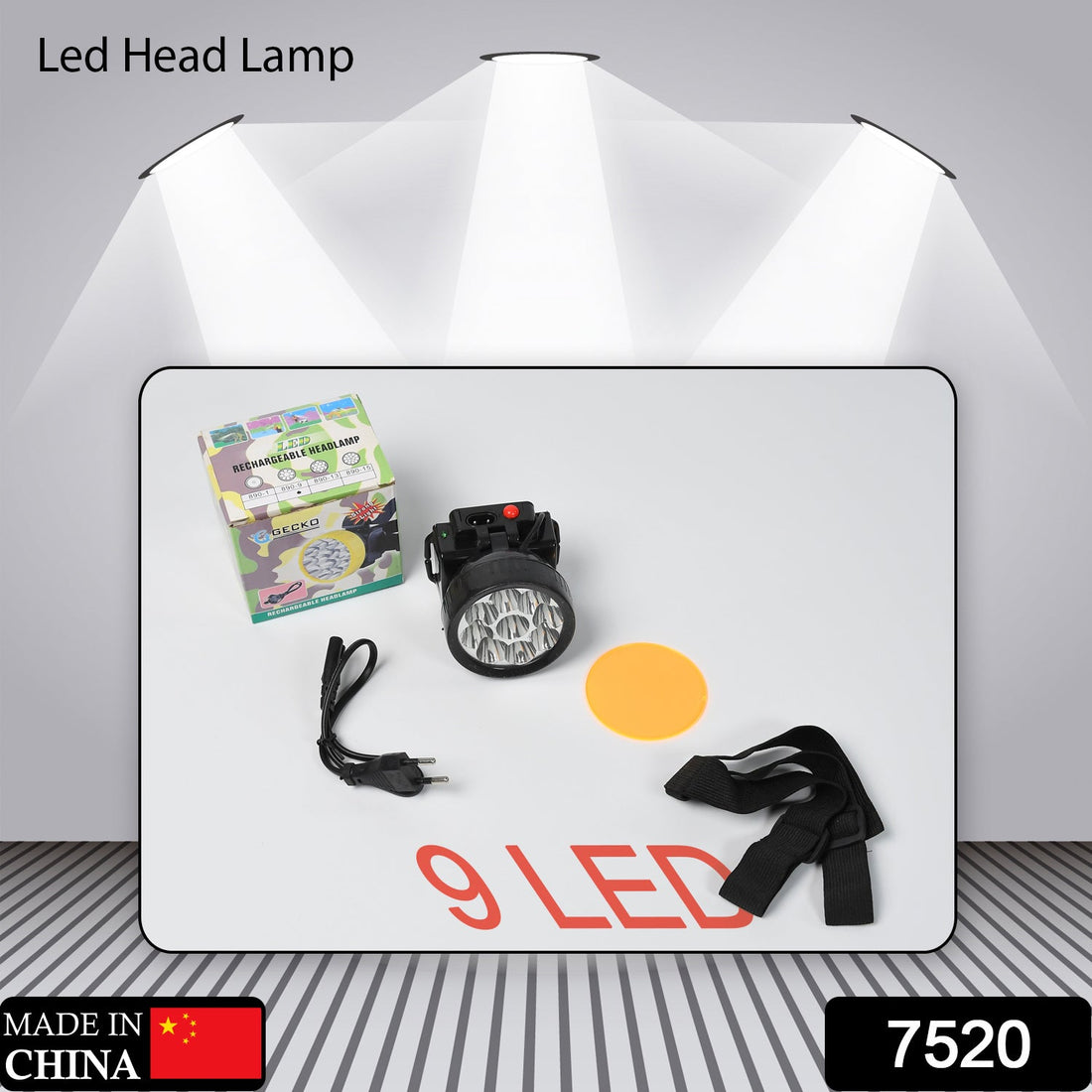 Head Lamp 9 Led Long Range Rechargeable Lamp Use For Farmers, Fishing