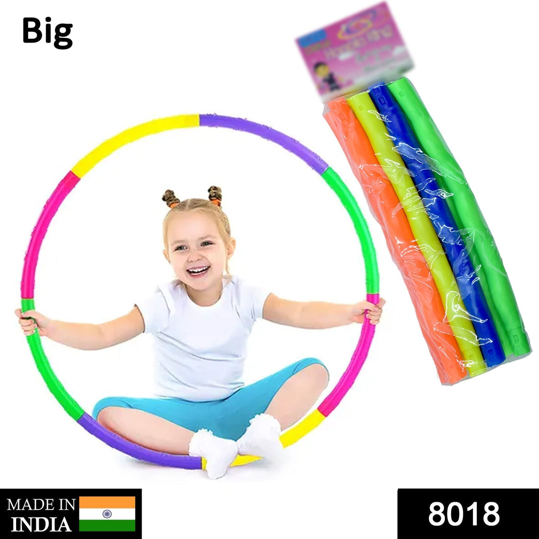 Hoops Hula Interlocking Exercise Ring for Fitness with Dia Meter Boys Girls and Adults (8 Pcs Set)