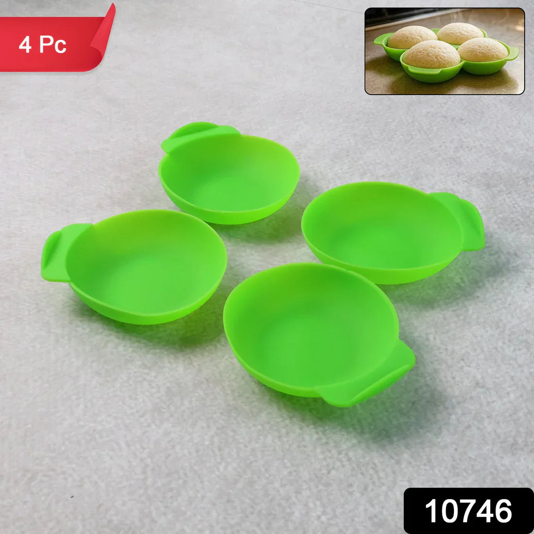 Idli Maker Cups (4 Pcs) – Food-Grade Silicone Non-Stick Idli/ Dhokla/ Egg Poacher Moulds